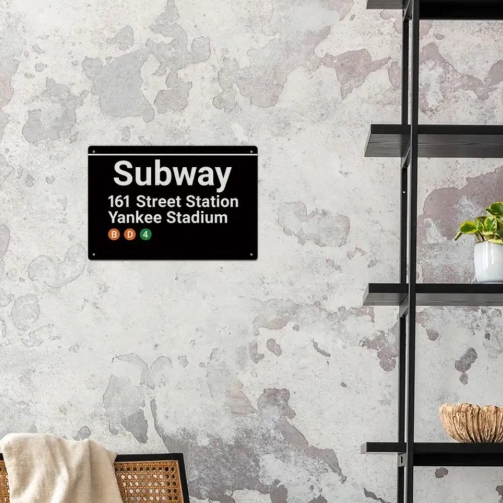 Yankee Stadium New York Subway Station Tin Sign 161 Street + Free Subway Map - Picture 7 of 7